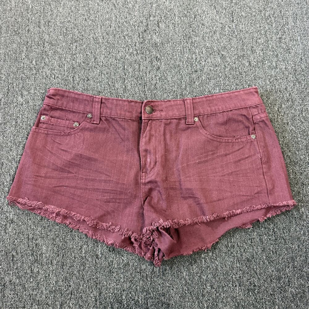 Vintage Y2k Forever 21 Burgandy Red Mini Shortie Frayed Shorts Women's 31